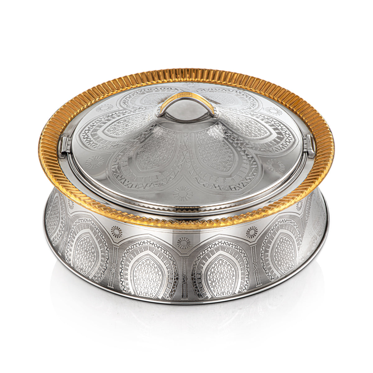 Almarjan 35 CM Afrah Collection Stainless Steel Hot Pot Silver & Gold - H22EPG1 Lock