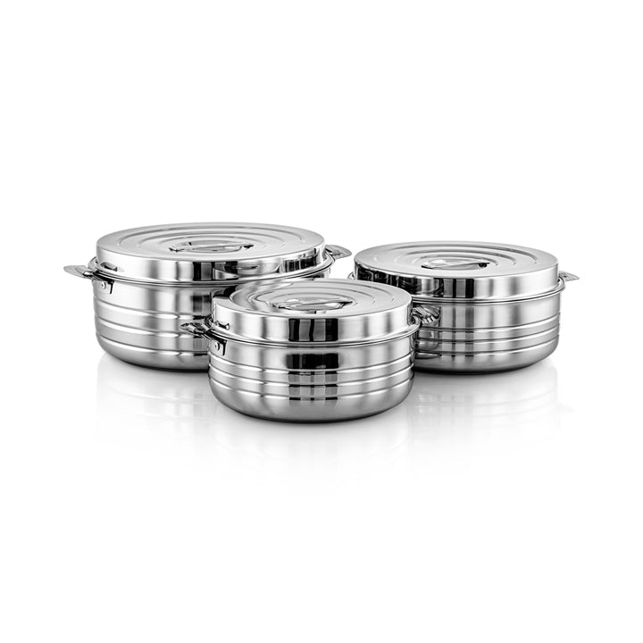 Almarjan 3 Pieces Royal Collection Stainless Steel Hot Pot Silver - STS0293010