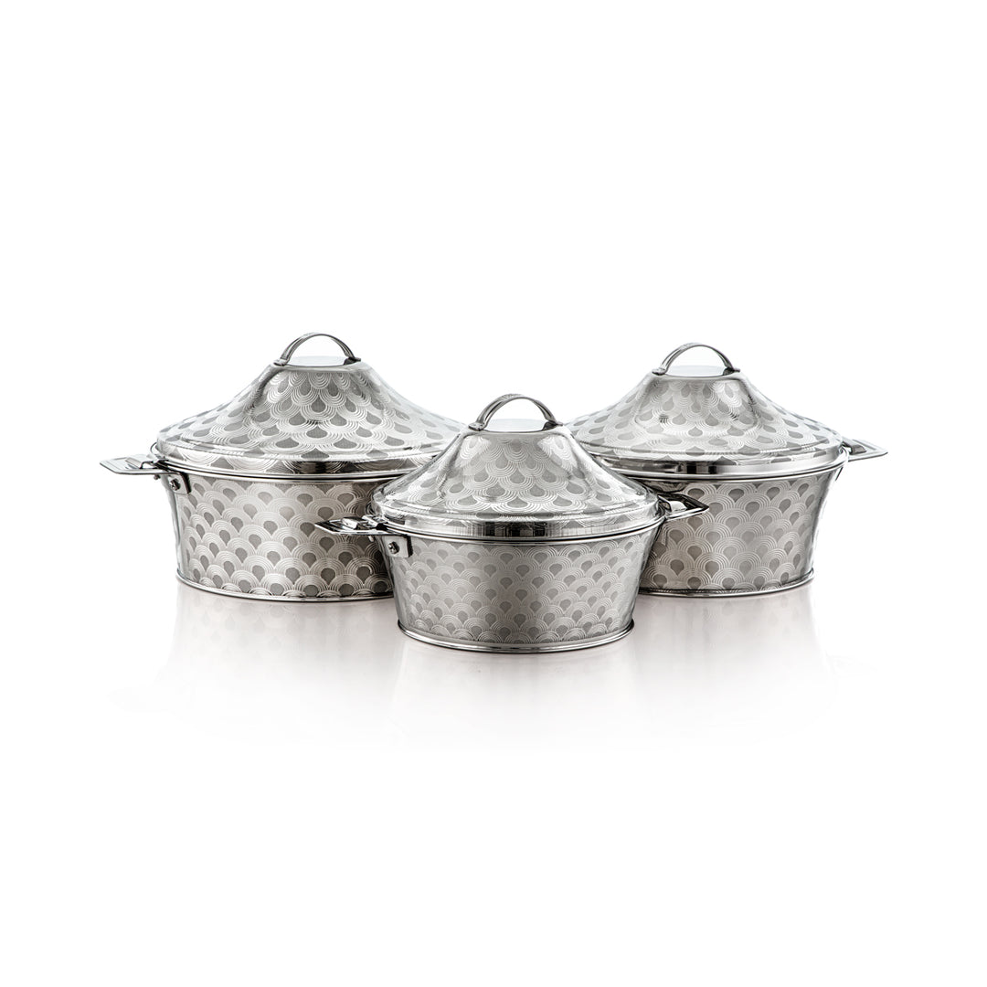 Almarjan 3 Pieces Worood Collection Stainless Steel Hot Pot Silver - H23E4