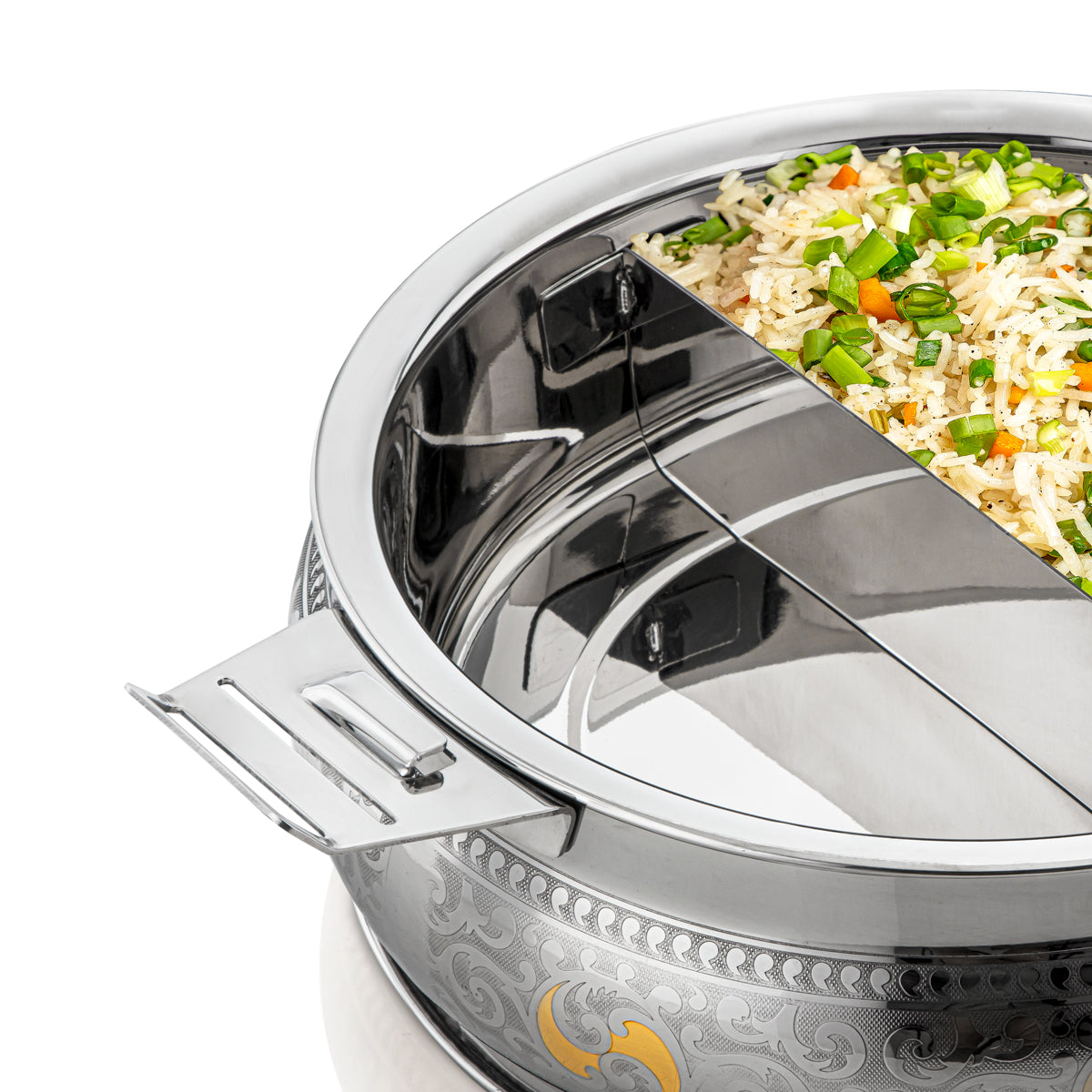 Almarjan 30 CM Maha Collection Stainless Steel Hot Pot Silver & Gold - H23EPG16HG