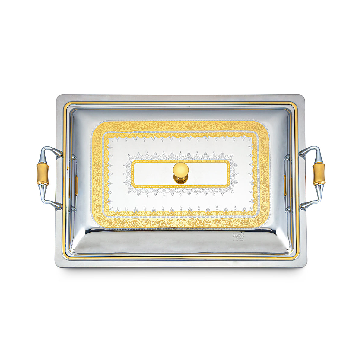 Almarjan 45 CM Ruby Collection Stainless Steel Rectangle Serving Tray With Cover - STS2051170