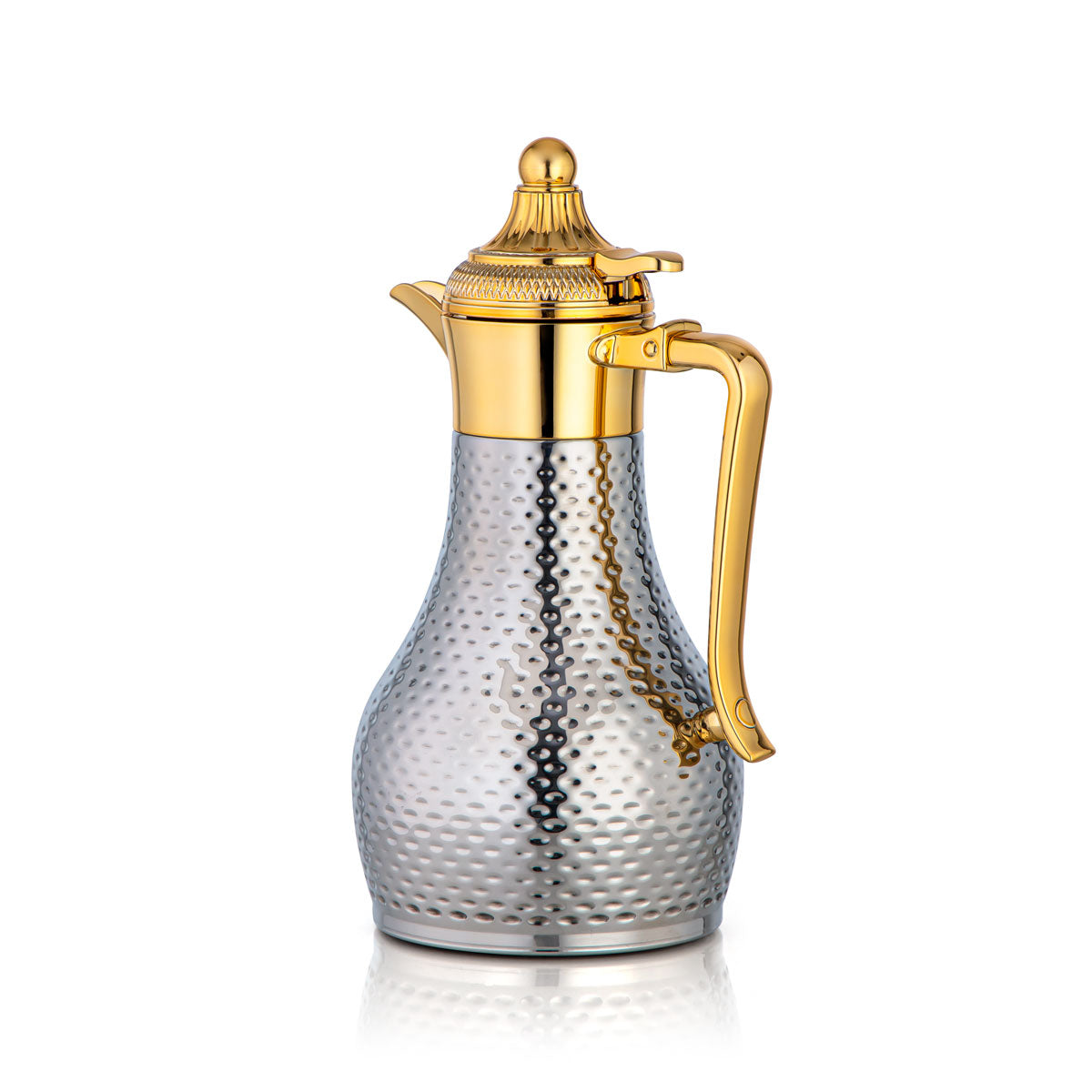 Almarjan 0.8 Liter Stainless Steel Vacuum Tea Dallah Silver & Gold - SUT/H-080-CRG