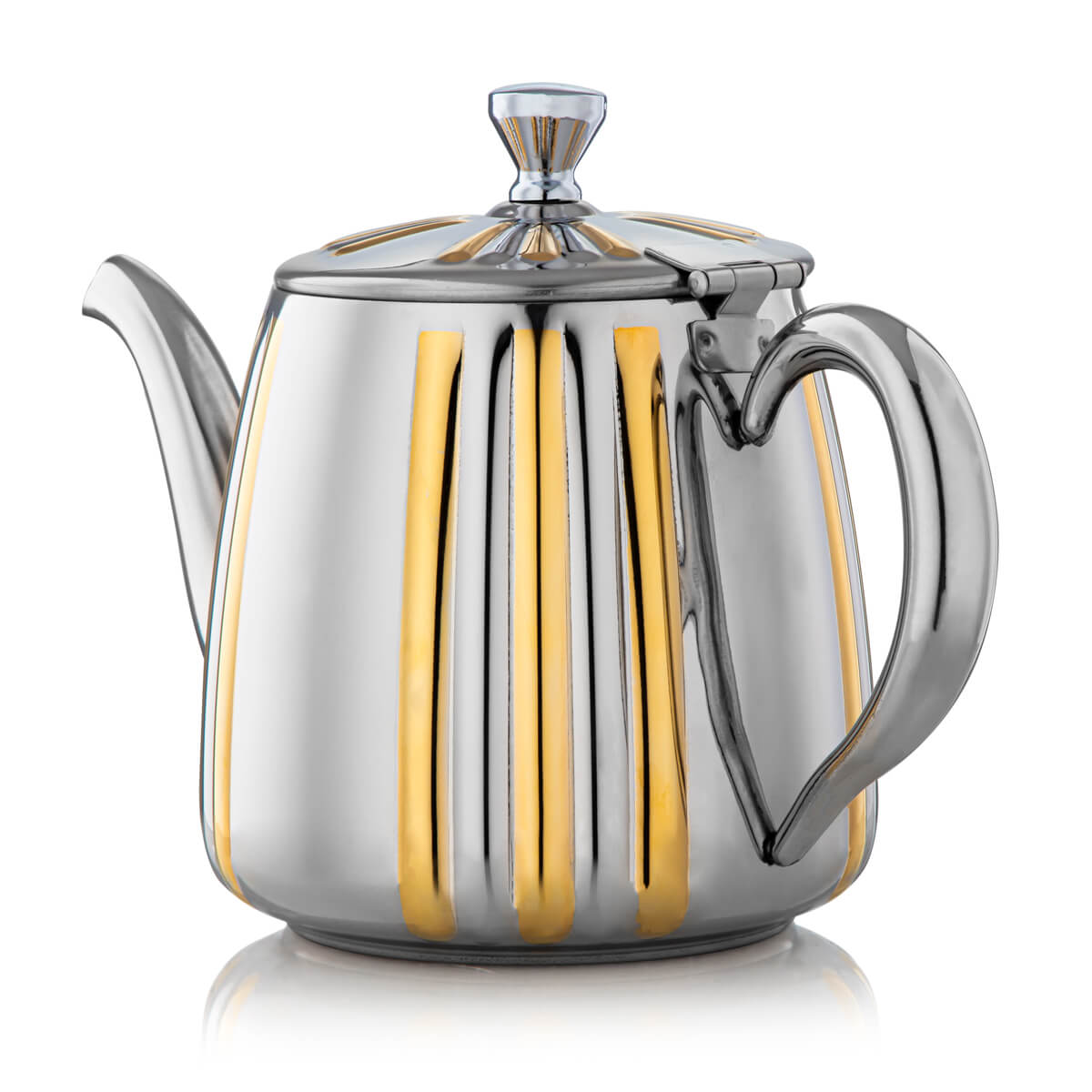 Almarjan 1 Liter Stainless Steel Teapot Silver & Gold - STS0010643 