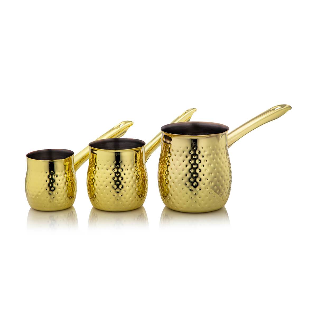 Almarjan 3 Pieces Stainless Steel Hammered Coffee Warmer Set Gold - STS0010674