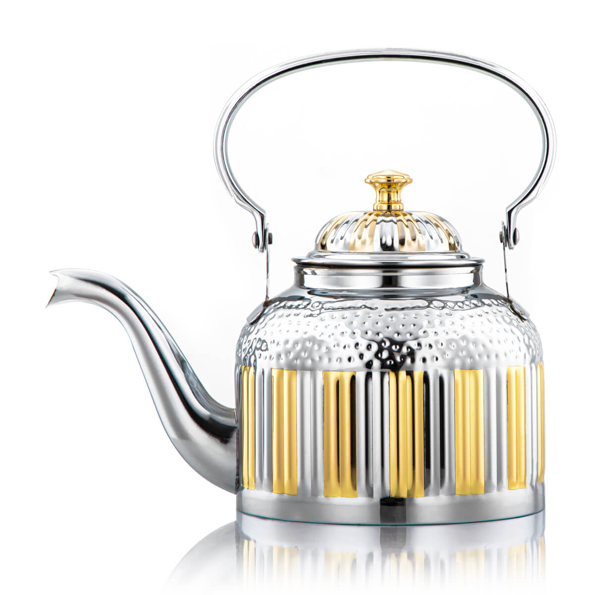  Almarjan 1.5 Liter Maraba'a Collection Stainless Steel Tea Kettle Silver & Gold - STS0010693 
