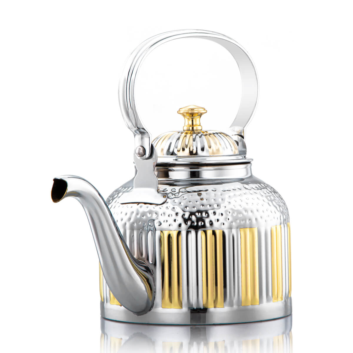  Almarjan 1.5 Liter Maraba'a Collection Stainless Steel Tea Kettle Silver & Gold - STS0010693 
