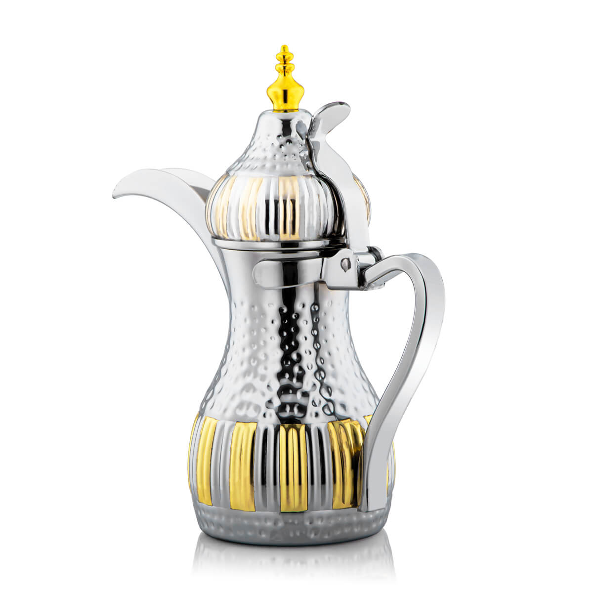 Almarjan 1 Liter Stainless Steel Dallah Silver & Gold - STS0010727 
