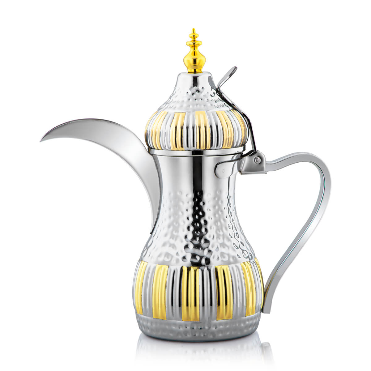 Almarjan 1 Liter Stainless Steel Dallah Silver & Gold - STS0010727 
