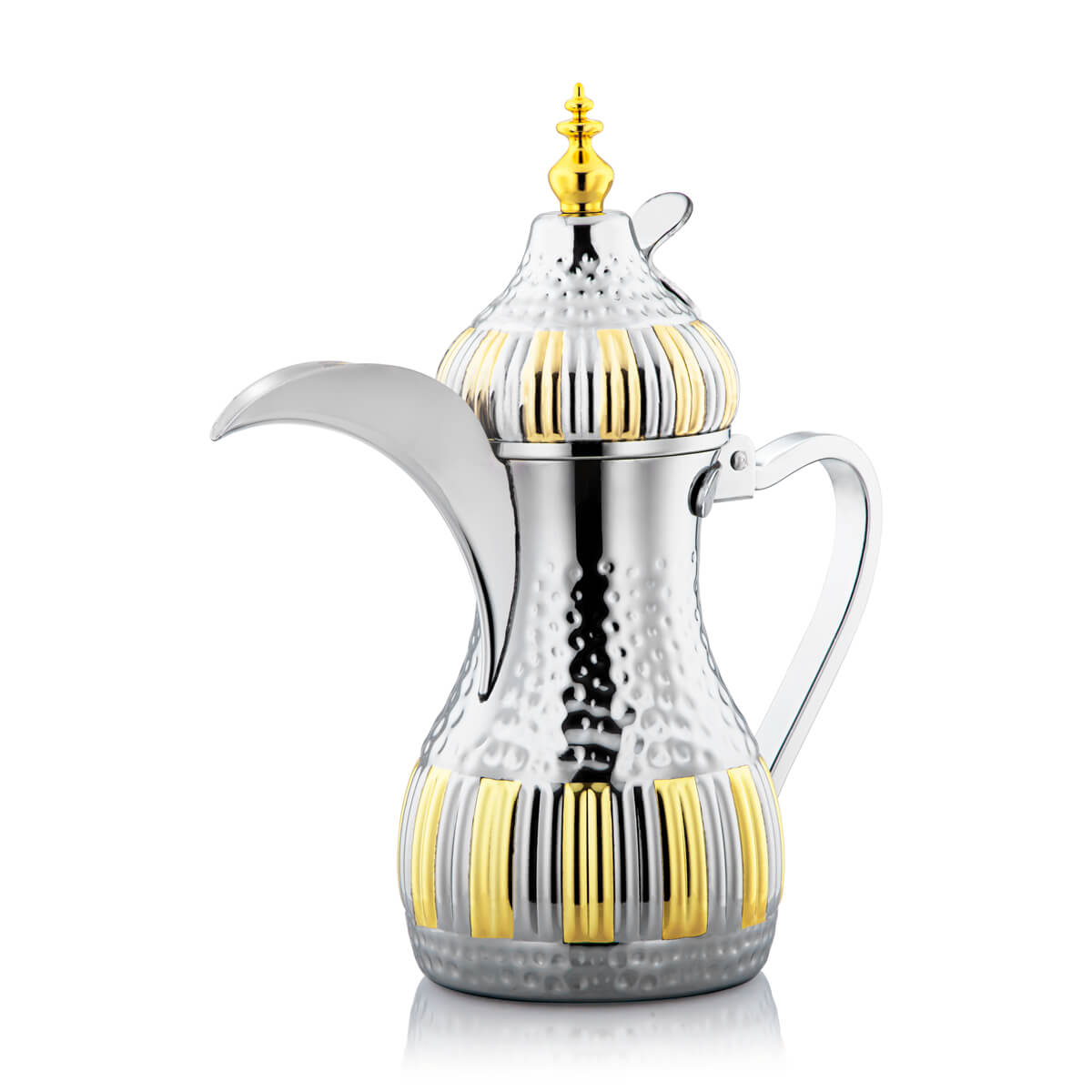  Almarjan 1.5 Liter Stainless Steel Dallah Silver & Gold - STS0010728 
