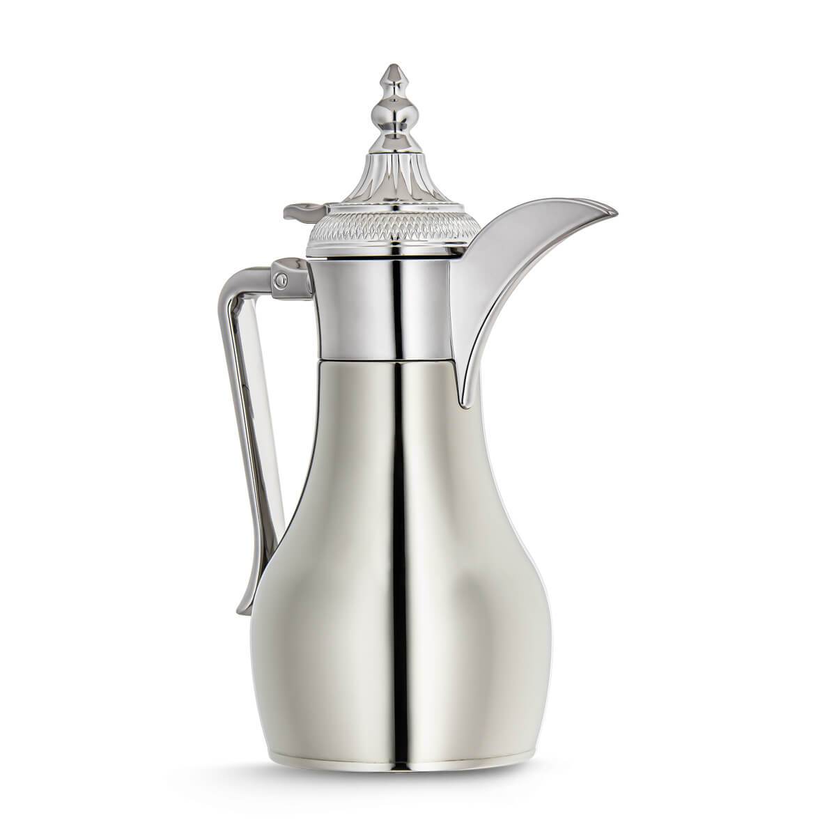 ALMARJAN Stainless Steel Double Wall Vacuum Dallah Silver 0.6 Liter SUD-060-CR