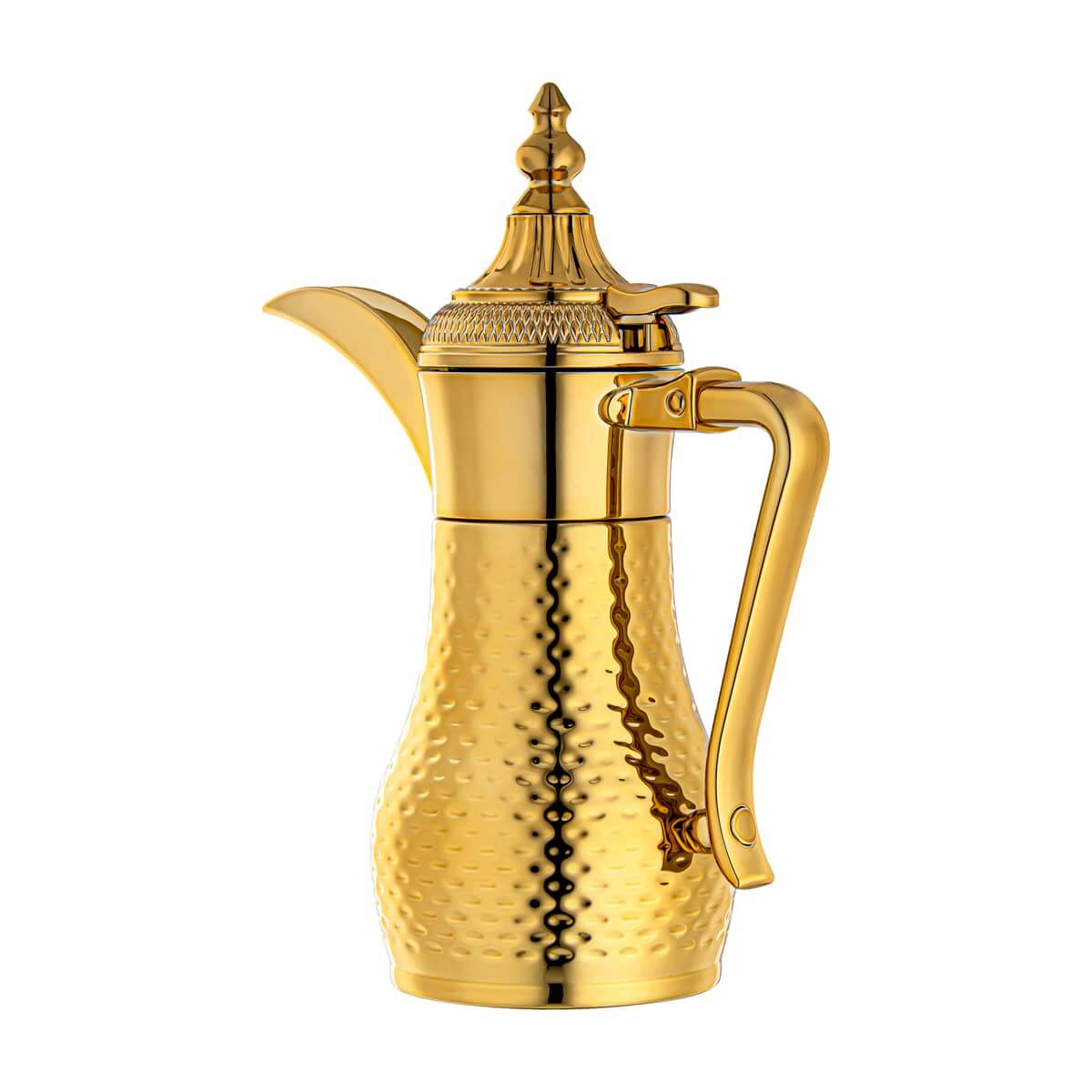 ALMARJAN Stainless Steel Double Wall Hammered Collection Vacuum Dallah Gold 0.35 Liter SUD-H-035-G